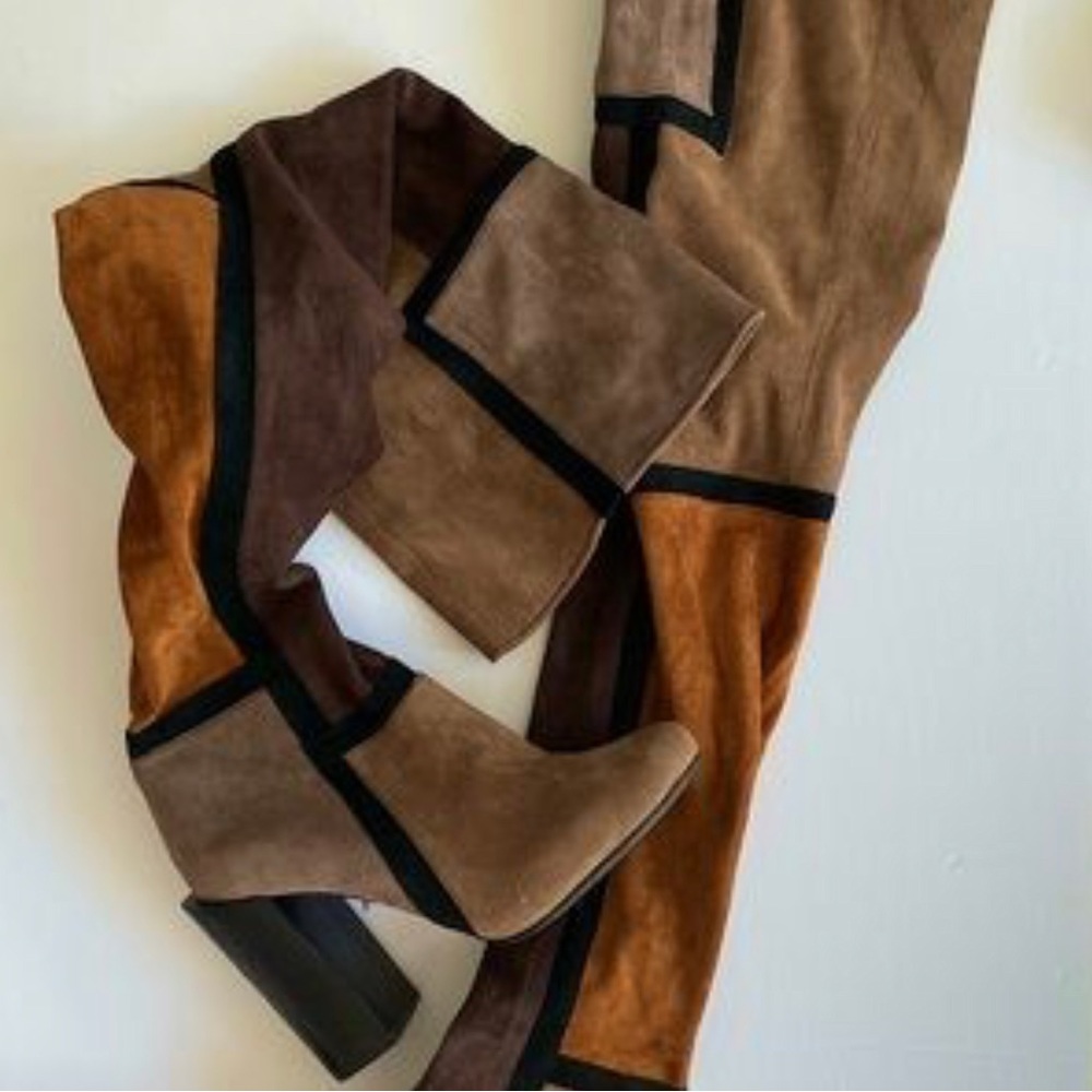 Jeffrey Campbell Thigh Suede Patchwork Boots